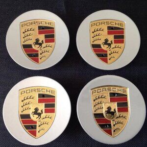 Silver Porsche 65mm Emblems Caps Porsche Macan Wheel Rims Cen…95B601150A